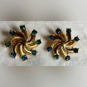 Vintage Puccini Clip Gold Tone Earrings